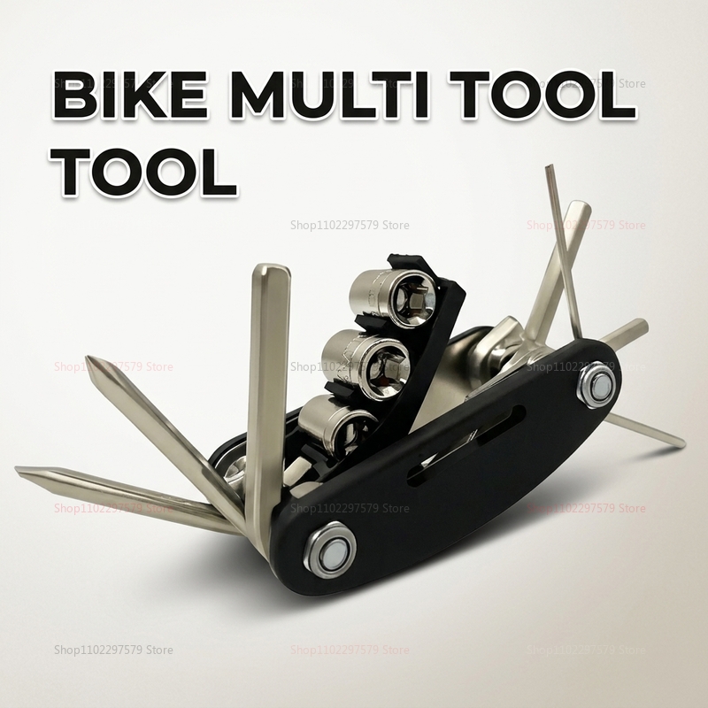 Motorcycle Gear Essentials - 16-in-1 Mountainbike Multifunktionswerkzeug-Set Tragbares Fahrrad-Reparatur-Steckschlüssel-Set für