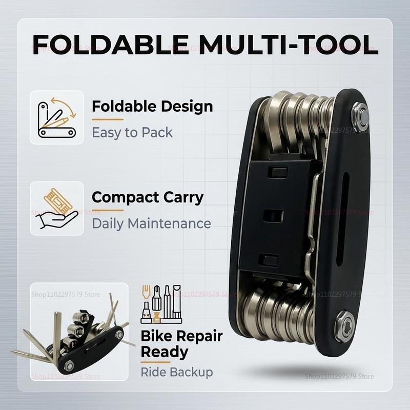 Motorcycle Gear Essentials - 16-in-1 Mountainbike Multi-Tool-Set Tragbares Fahrrad-Reparatur-Steckschlüssel-Set für